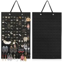 Schmuck Organizer Hängend Tür,Schmuckaufbewahrung zum Aufhängen,Ohrring Organizer Wand,Faltbarer Schmuckständer Schmuckhalter,Jewellery Organizer Hanging,Ohrringständer,Ohrringhalter -Noir