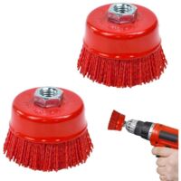 Lot de 2 brosses coupelles pour meuleuse d'angle, brosses en nylon pour perceuse, diamètre 75 mm, brosses en nylon pour meuleuse d'angle, brosses abrasives pour bois, brosses en nylon pour perceuse, v