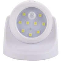 Éclairage à piles, applique murale d'extérieur avec détecteur de mouvement, éclairage extérieur LED, éclairage sans fil à piles, rotation et inclinaison à 360 degrés - Blanc