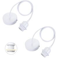 Lntyq lot de 2 suspensions E27 avec bague vissable, câble textile réglable 100cm, suspension compatible avec abat-jour, douille idéale pour suspension de cuisine