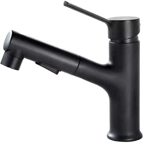 Robinet de lavabo extractible pour salle de bain - Pulvérisateur de gargarisme - 3 modes - Mitigeur de lavabo froid et chaud - Évier extractible (1/4)