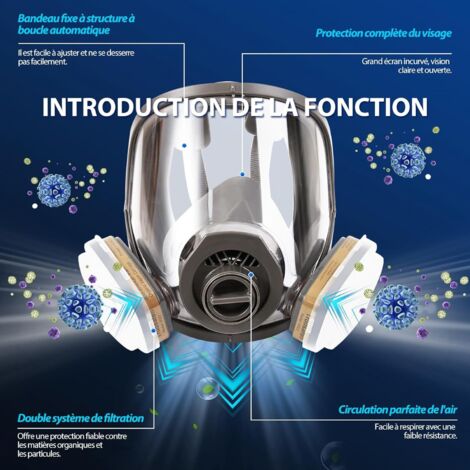 Masque Respiratoire Intégral 25 En 1 - Protection Peinture, Vapeur, Poussière - Casque Complet