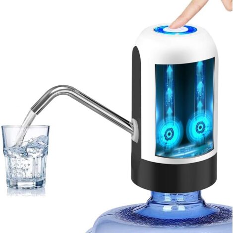 Distributeur Eau,Pompe à Eau Automatique Distributeur d'eau Portable Rechargeable par USB, Bouteilles pour Le Camping,La Maison Et Le Bureau,Blanc