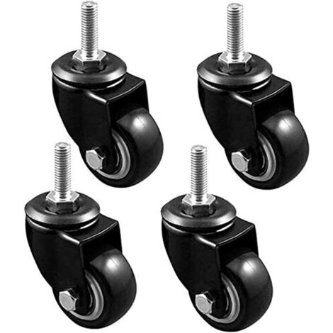 Roues pivotantes X4, avec Frein roulettes à Tige filetée de 1,5 / 2in, Un matériau en polyuréthane, Boulon M8 / M10, Bricolage de Meubles (Couleur: X4 sans Frein, Taille: 1.5in40mm (1/5)
