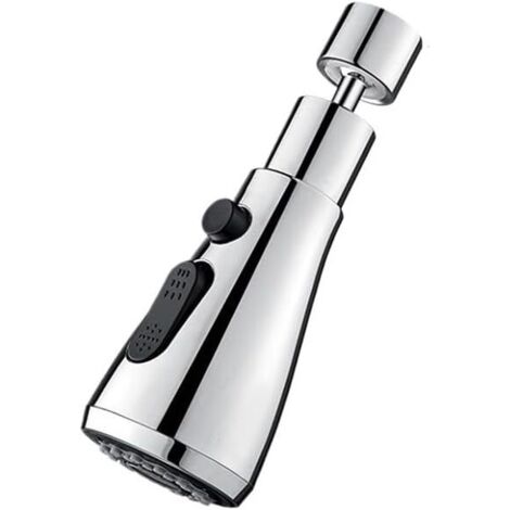 Extension de robinet de cuisine pivotante à 360 °, aérateur, filtre anti-éclaboussures en plastique, buse d'aérateur de robinet de lavabo de cuisine(Silver) (1/5)