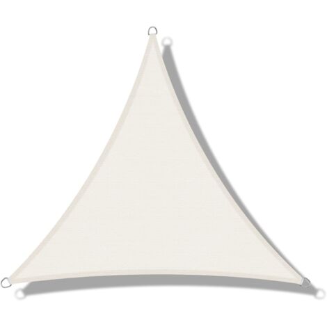 Voile d'ombrage (HDPE) Triangulaire 4 x 4 x4m Crème Protection des Rayons UV pour Terrasse Camping Extérieur Jardin (1/5)