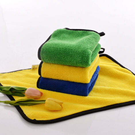 Chiffons Microfibre, Lot de 30 Chiffons Nettoyant Microfibre, Doux, Ultra Absorbant Serviette de Nettoyage Tout Usage, Cuisines, Voiture, 30 x 30cm, Bleu (1/5)