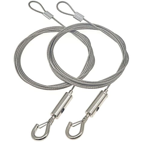 2PCS Câble en Acier Inoxydable Fil de Suspension Réglable 2m×1.5mm pour Accrocher Panneau Vêtements Lumières Photos Rideaux(Charge Maximale 30KG) (1/4)