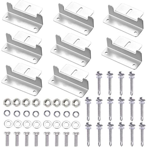 Support de Panneau Solaire, 8 pièces de support en Z pour panneau solaire, Support de panneau solaire en aluminium avec écrous et vis (1/5)