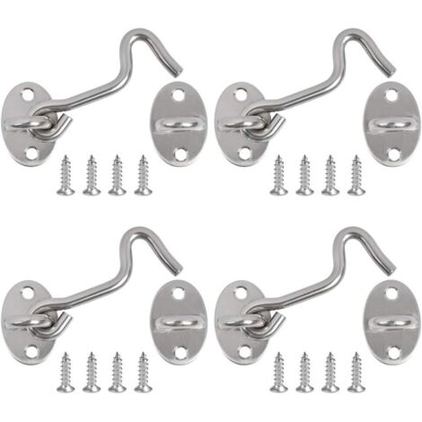 Crochet Fermeture Porte, 4PCS Crochet Cabine Verrous et Boulons pour Serrures Porte Loquet Portail Support Fenêtre pour Entretoise Silencieux Verrouillage Verrou Portail, 3 Pouce/Acier INOX (1/5)