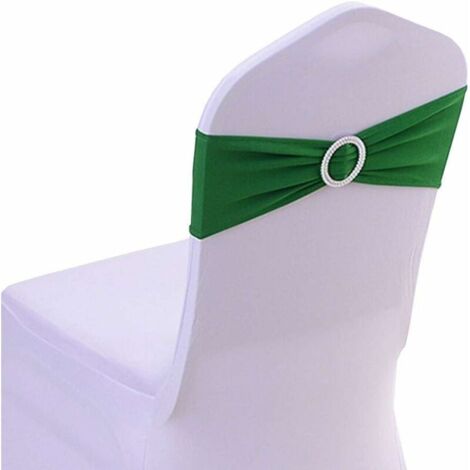 Lot de 10 écharpes de Chaise en élasthanne Royal avec nœuds Extensibles pour Chaise avec Boucle coulissante pour fête, Banquet, hôtel, réception, Mariage, décorations de Chaise (vert) (1/4)