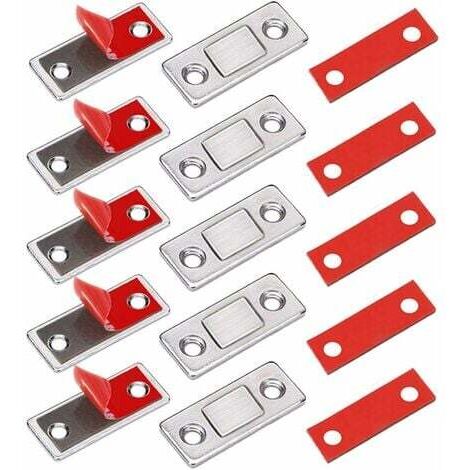 Loquet Magnetique Aimant porte Placard 5 Pcs Loquets Magnétiques à Coller Aimant Fermeture Adhesif Meuble Aimant Puissant pour Porte Coulissante Tiroirs Fenêtre Aimanté Armoire