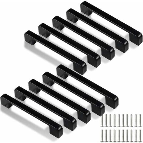 Poignée de Cuisine 128mm ,10 Pcs Noir Poignées de Armoire Cuisine pour Porte,Tiroir,Armoires(avec Vis) (1/5)
