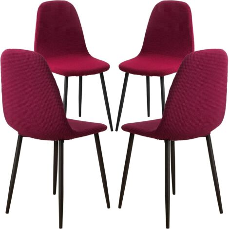 Housse de Chaise de Salle à Manger ,4 Pieces Jacquard Housse de Chaise Extensible,Amovible Lavable,Couverture de Chaise pour Salon Bouquet Maison Mariage Réunion,vin Rouge (1/5)
