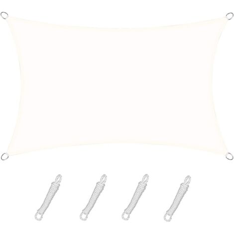 Voile d'ombrage Rectangulaire Carré 2x3 m Color Crème,Toile Imperméable Une Protection des Rayons UV à 95%, pour en Plein air, Jardin & terrasse, Piscine (1/4)
