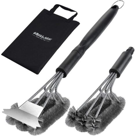 4PC Brosse et Grattoir pour Barbecue Robuste avec Sac de Transport - Kit de Nettoyage de Barbecue Exclusif avec Tête de Brosse Métallique Supplémentaire pour Barbecue - Cadeau Grill Idéal (1/5)