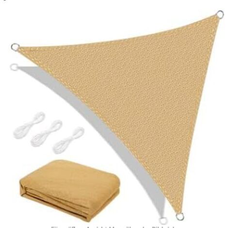 Voile d'Ombrage Triangle, Voile d'Ombrage Toile d Ombrage HDPE Triangulaire 3x3x3M Rayons UV Résistante Aéré Voile Ombrage Rayons UV pour Jardin Terrasse Camping -Couleur Sable (1/4)