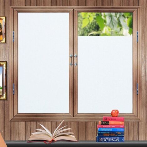 Film Fenetre Anti Regard Anti UV Film Occultant Vitre Fenetre Film Opaque Vitre Film Depoli Vitre Film Electrostatique Vitre Effet Verre Mate pour Bureau Maison Salle de Bain 40x200CM Blanc (1/5)