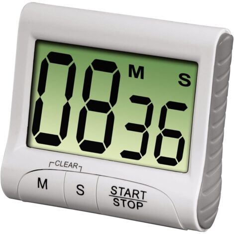 Minuteur et chronomètre de cuisine numérique, grand écran, chiffres en gras, opération facile, alarme puissante, support magnétique pour salles de classe de cuisine, blanc (1/5)