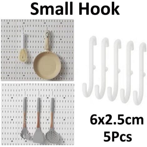 5 Pièces Petit Crochet pour Panneau Perforé Mural Tableau Organisateur Maison et Bureau Espace de Rangement Organisation Tenture Montage en Rack, Blanc (1/5)