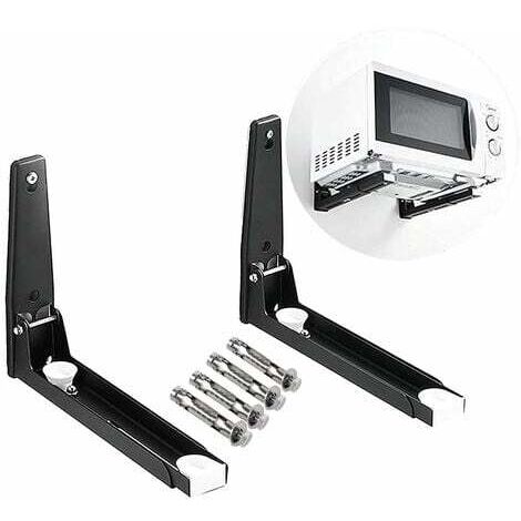 2 Pièces Support Micro Ondes avec Bras, Acier Micro-Ondes Support, Installation Murale Micro-Ondes Support, Support Mural Étagère pour Micro Ondes, pour Accessoires de Cuisine à Domicile (avec vis) (1/5)