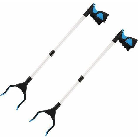 Outils de Ramassage, [2pièces] 32" Pince Extension Pliable, Outil d'aide Handicapé en Aluminium avec Pince Rotative en Caoutchouc, Extension à Bras Long pour Ramasse-Déchets- Bleu (1/5)