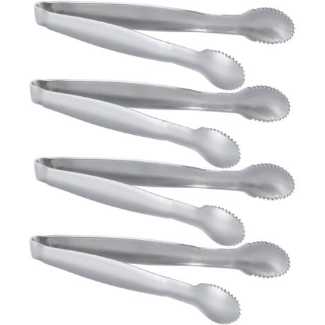 Lot de 4 mini pinces de service en acier inoxydable - Pince à sucre de 10,2 cm (1/5)