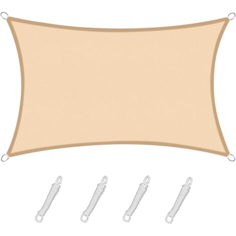 Voile d'ombrage Rectangulaire Carré 2x3 m Color Sable,Toile Imperméable Une Protection des Rayons UV à 95%, pour en Plein air, Jardin & terrasse, Piscine (1/5)