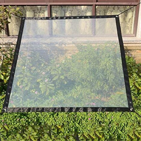 RHAFAYRE Bâche transparente imperméable avec œillets - 2 x 2m - Bâche pliable et résistante aux intempéries - Corde incluse (1/5)