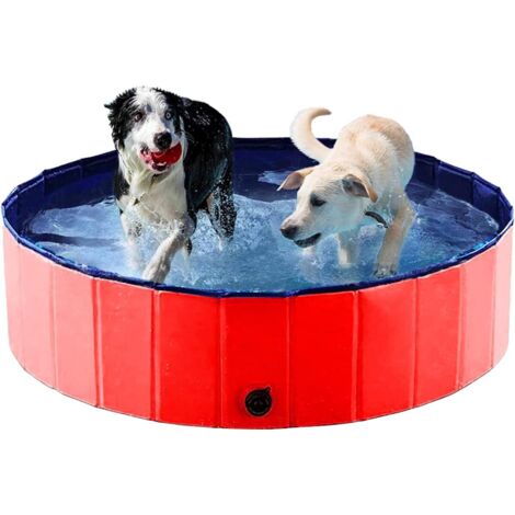 Piscine pour Chien Pliable Baignoire Portable Douche Bassin Baignade Pataugeoire pour Grand et Petite Animal Enfant Extérieur ou Intérieur (Rouge 80 x20) (1/5)