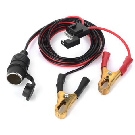 12V 24V femelle voiture allume-cigare prise à batterie pinces crocodiles connecteur 2FT voiture batterie pince-sur câble de charge d'extension (1/4)