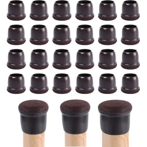 24 pcs Pieds de Chaise Silicone 14-19mm Protege Pied de Phaise,Plaquettes Pieds Meubles Chaise,Housses de Table Antidérapantes pour Meubles,Protections Bois pour Pieds de Meubles Marron Foncé Rond (1/5)