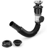 Vidange Résistante aux Odeurs, Siphon, Tuyau de Vidange Extensible Ø 30 mm/32 mm, Vidange Visible Noire Pour Vidange de Cuisine de Salle de Bain