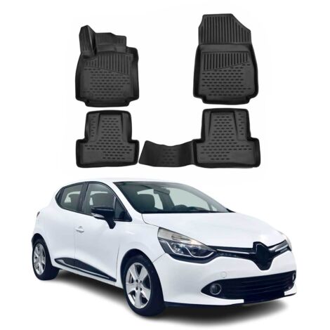 OMAC Tapis de Sol pour Renault Clio 2012-2019 sur Mesure en Caoutchouc Noir