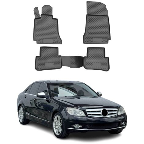 OMAC Tapis de Sol Compatible avec Mercedes Classe C W204 S204 2007-2014 en Caoutchouc Noir