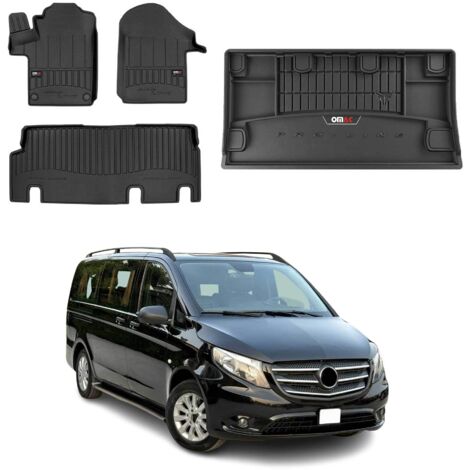 OMAC Kit Tapis de Sol et Coffre pour Mercedes Vito W447 2014-2022 TPE Noir
