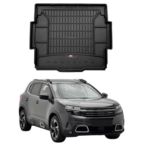 Tapis de Coffre 3D TPE Premium Compatible avec Citroen C5 Aircross 2018 à 2023, Bac de Protection de Coffre Intérieur antidérapant Revêtement de Coffre pour Voiture Noir