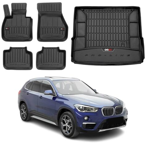 OMAC Kit Tapis de Sol et Coffre Compatible avec BMW X1 F48 2015-2022 Premium Noir