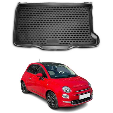 OMAC Tapis de Coffre pour Fiat 500 2007-2025 sur Mesure en Caoutchouc Noir