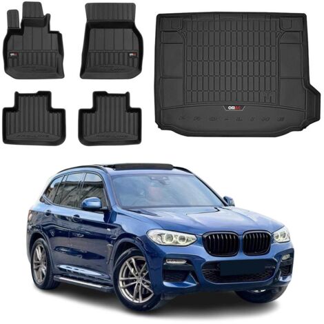 OMAC Kit Tapis de Sol et Coffre Compatible avec BMW X3 G01 2017-2024 Premium Noir