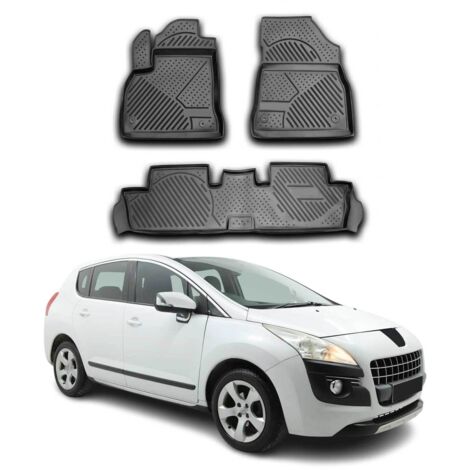 OMAC Tapis de Sol Compatible avec Peugeot 3008 2007-2015 sur Mesure en Caoutchouc Noir