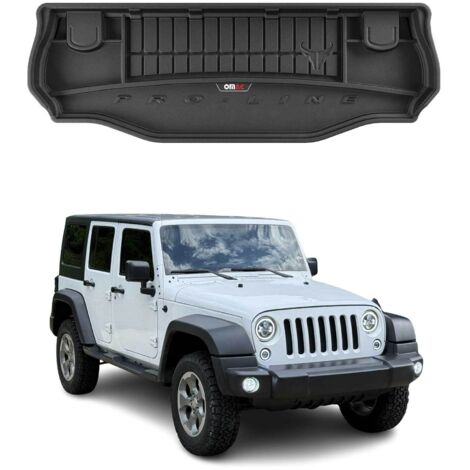 Tapis de Coffre 3D TPE Premium Compatible avec Jeep Wrangler JK 2007-2018 - Bac de Protection de Coffre Intérieur antidérapant Revêtement de Coffre Bords Hauts pour Voiture Noir (1/5)