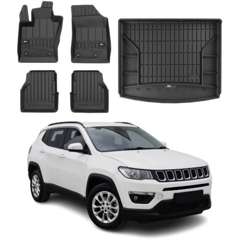 Kit Tapis de Sol et Coffre Compatible avec Jeep Compass 2016-2022 TPE Noir (1/5)