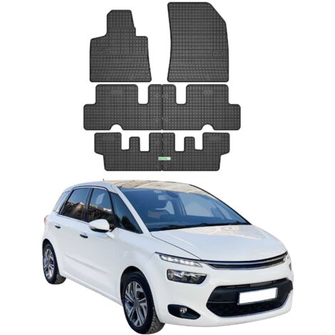 OMAC Tapis de Sol Compatible avec Citroen C4 Grand Picasso 2013-2018 3ème rangée Caoutchouc Noir