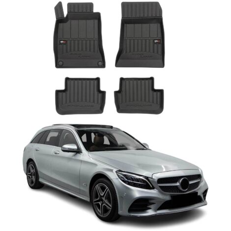 Tapis de Sol Voiture Compatible avec Mercedes Classe C W205 2014-2022 Caoutchouc TPE Noir (1/5)