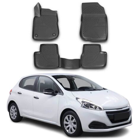 Tapis de Sol Compatible avec Peugeot 208 2012-2019 Caoutchouc TPE Noir
