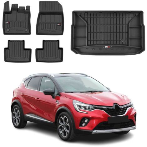 OMAC Kit Tapis de Sol et Coffre pour Renault Captur 2019-2022 TPE Noir