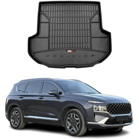 Tapis de Coffre 3D TPE Premium Compatible avec Hyundai Santa Fe IV 2018-2022  Bac de Protection de Coffre Intérieur antidérapant Revêtement de Coffre Bords Hauts pour Voiture Noir (1/5)