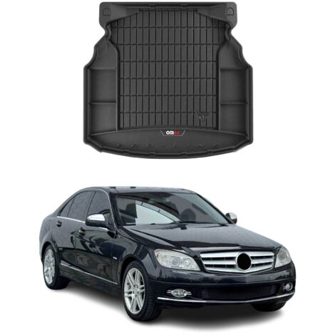 Tapis de Coffre 3D TPE Premium Compatible avec Mercedes C-Klasse W204 2007-2014  Bac de Protection de Coffre Intérieur antidérapant Revêtement de Coffre Bords Hauts pour Voiture Noir (1/5)