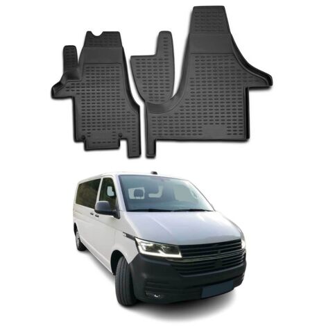 Tapis de Sol Compatible avec VW Transporter T6 2015-2024 1ère rangée Caoutchouc Noir